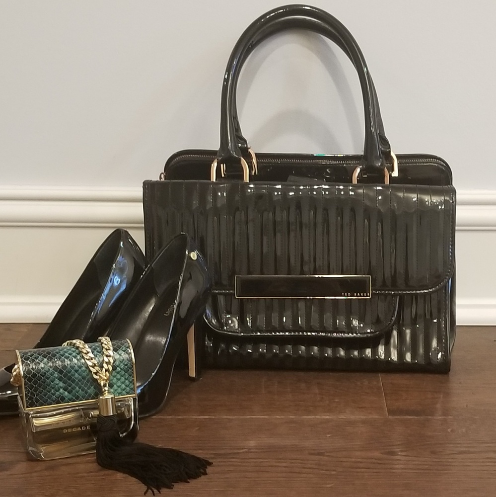 Black patent Ted Baker handbag